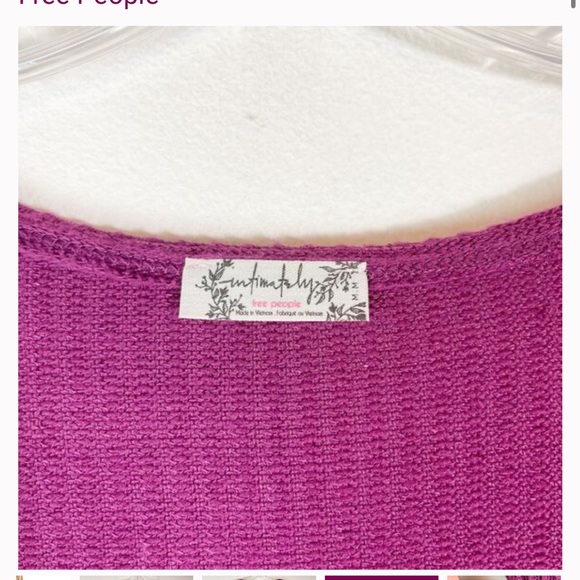 Purple V-Neck Ribbed FREE PEOPLE lindsey Plunge Long Sleeve Top - Picture 3 of 7